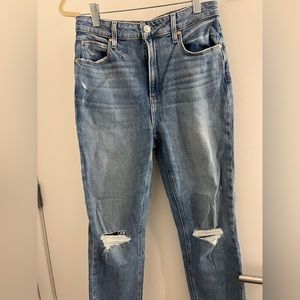 Paige Distressed Sarah Straight Ankle Denim